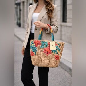 Patricia Nash Women’s Tote Bag Specialty Woven Florina Pink Blue Purse FloralNEW